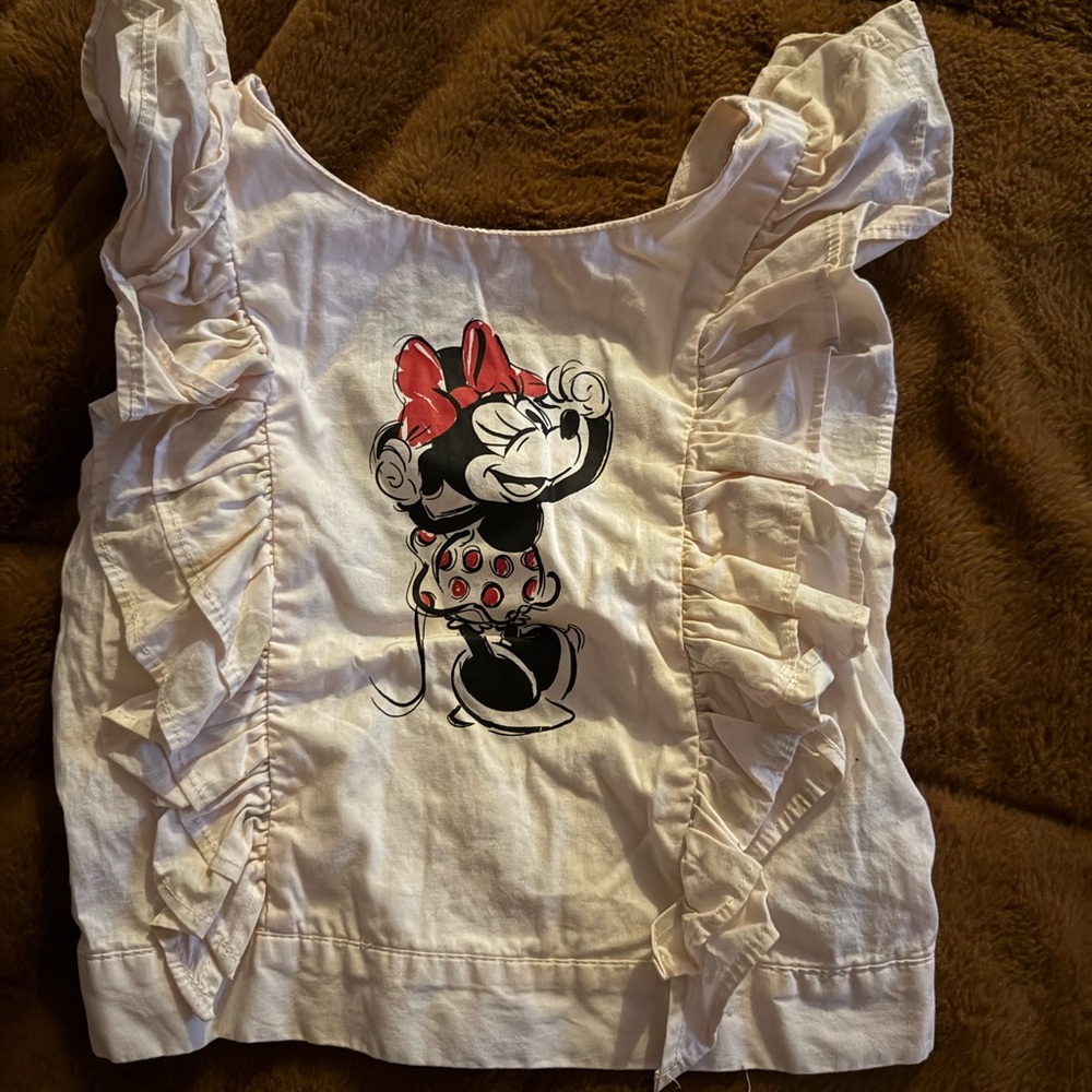 Disney Minnie Mouse Cream Ruffle Top